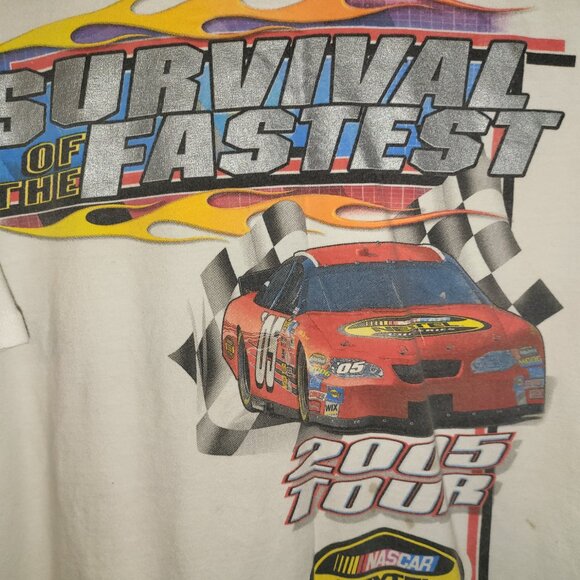 2005 Nascar Survival of the Fastest Shirt XL Short Sleeve Double Sided WHITE A4 - Picture 3 of 7